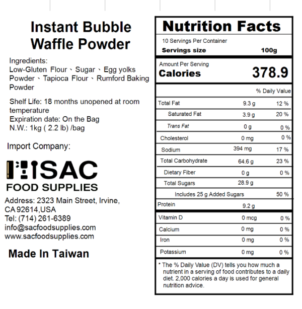 Instant Bubble Waffle Ingredients