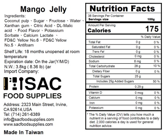 Mango Coconut Jelly - Sac Food Supplies