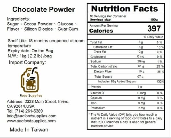 Chocolate powder ingredients